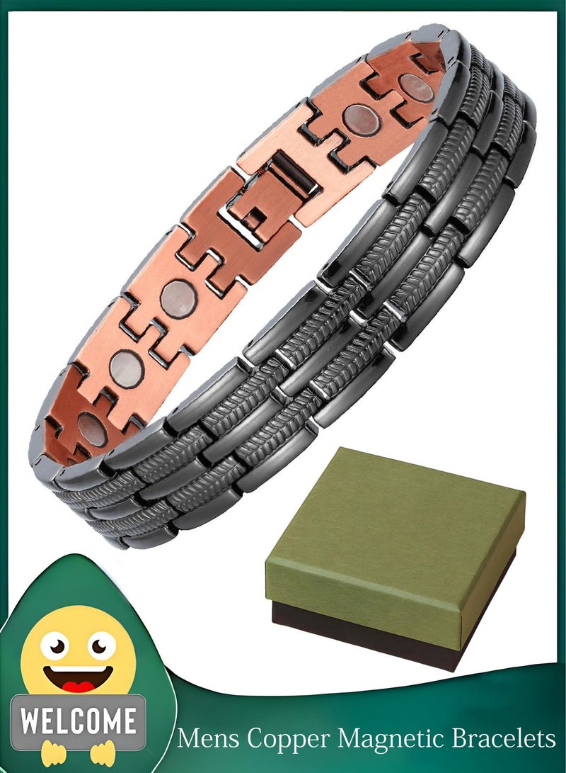 أسوار النحاس المغناطيسية للرجال ، سوار النحاس النقي بنسبة 99.9٪ مع مغناطيسات قوة فائقة ، أسوار الأسار القابلة للتعديل 8.6 بوصة ، هدية عيد ميلاد ، هدية عطلة ، 1 جهاز كمبيوتر شخصي - Image 1